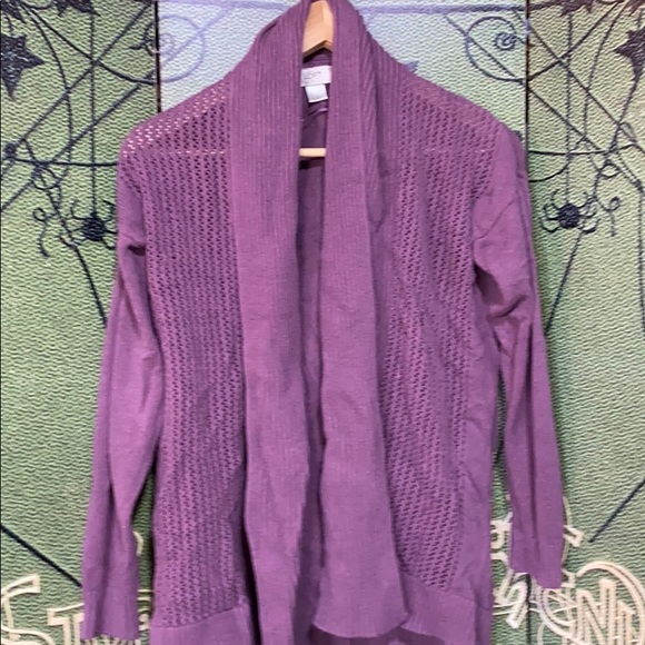 Ann Taylor Loft open front purple cardigan - Picture 1 of 4